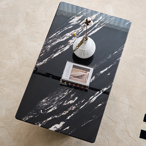 <span class=keywords><strong>Table</strong></span> <span class=keywords><strong>basse</strong></span> rectangulaire de style moderne du milieu du siècle, luxe classique, imitation marbre, cadre en acier inoxydable - Product Image 5