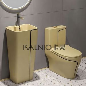 Sanitari per Esportazione Transfrontaliera, WC in Ceramica Monoblocco con Lavabo, Scarico a Pavimento, Design di Lusso Leggero - Product Image 3