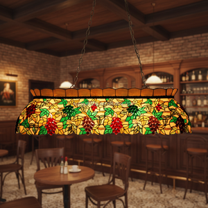 Lámpara de Araña Rectangular de 48 Pulgadas con Diseño de Uvas, Hecha a Mano con Vidrio Teñido, para Comedor, Bar, Hotel, Iluminación y Decoración, Tamaños Medianos - Product Image 2