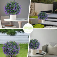 ZMHLHYJY Boule de lavande artificielle en faux arbuste violet persistant résistant aux UV avec piquet de sol pour extérieur, Thanksgiving, mariage