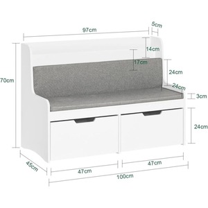 Vente en gros fiable banc de rangement pour enfants 2 en 1 siège en bois blanc coffres à jouets avec étagères de coussin de dossier pour chambre salle de jeux - Product Image 5