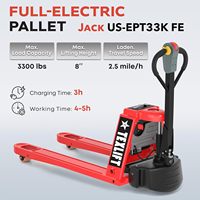 Transpalette électrique TEXLIFT - Capacité standard de 3300 lb, batterie au lithium 48V/15A, hauteur de levage maximale de 7,8 pouces, fourche