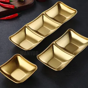 Assiette <span class=keywords><strong>de</strong></span> service multi-compartiments en acier inoxydable pour sauces, assaisonnements, soja et vinaigre, idéale pour hot pot, barbecue et service <span class=keywords><strong>de</strong></span> <span class=keywords><strong>table</strong></span> en cuisine - Product Image 6