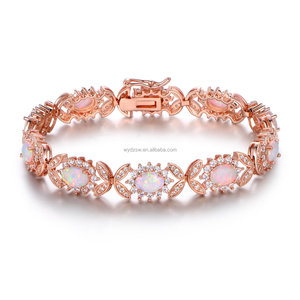<span class=keywords><strong>Bracelet</strong></span> élégant à maillons en forme de fleur d'<span class=keywords><strong>opale</strong></span> blanche <span class=keywords><strong>avec</strong></span> améthyste - Product Image 4