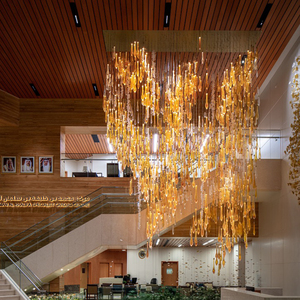 Lustre de Luxe pour Escalier, Suspension LED Dorée Goutte d'Eau, Lampe Suspendue en Cristal pour Loft et Restaurant, Haute Luminosité, Angle de Faisceau <span class=keywords><strong>50</strong></span>° - Product Image 1