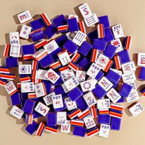 Nuevo Juego de Fichas de Mahjong Americanas Artísticas de Acrílico de 0.6*1.26*0.95 Pulgadas con Elegante Estuche de Almacenamiento de Cuero - Product Image 1