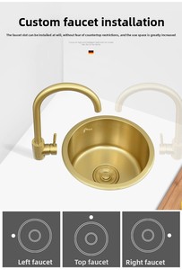 <span class=keywords><strong>Lavello</strong></span> Rotondo in Acciaio Inox 304 Nano Gold, <span class=keywords><strong>Lavello</strong></span> Integrato per Piano <span class=keywords><strong>Cucina</strong></span> in Acciaio Inox per Lavare Verdure - Product Image 3