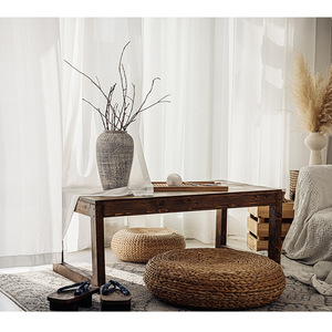 Voilages en mousseline blancs à plis crayon pour installation sur tringle, pour salon, chambre et bureau, translucides et décoratifs - Product Image 3