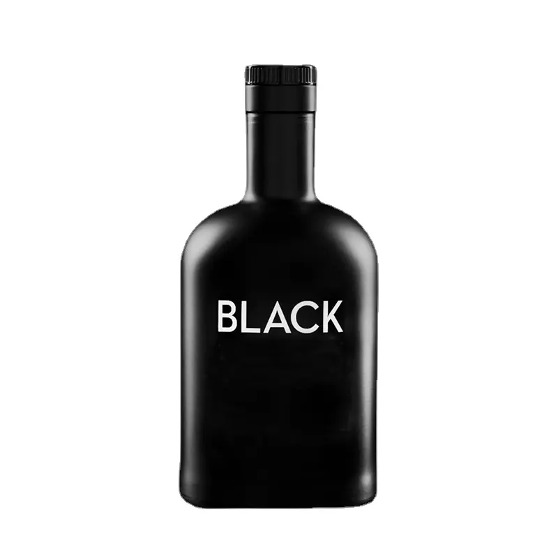 फैंसी डिजाइन मैट काले कांच की बोतल शराब