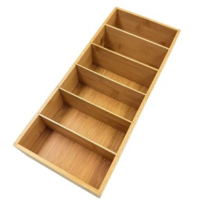Bamboo <b>Storage</b> <b>Box</b> Rectangular With Partitions Office Organizer Desktop <b>Drawer</b> Divider Pencil Holder Cosmetic Organizer - Product Image 1