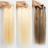 Extensions de cheveux vierges lisses de qualité salon, à clipser, en cheveux humains Remy, lot complet pour une tête entière, extensions de cheveux humains naturels épais