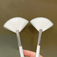 1Pc Nail Art Brush Liner Gradiënt Waaiervorm Houten handvat Stof Glitter Poeder Remover Pen 3D Schilderen Gel Nagelborstel