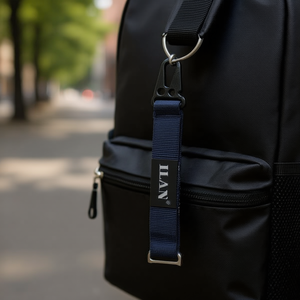 Portachiavi Ilan 18,5x2,5 cm in nylon blu scuro con gancio in metallo per borse e accessori - Product Image 2