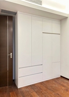 Armoire Art Déco blanche avec gain de place, tiroirs et penderie sans poignées, meuble de chambre à coucher OEM ODM
