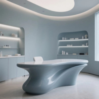 Mostrador de Recepción Extensible de Plástico PETG Impreso en 3D, Diseño Moderno de Una Pieza con Contornos Suaves y Elegantes para Oficinas Comerciales, Hoteles y Centros Comerciales
