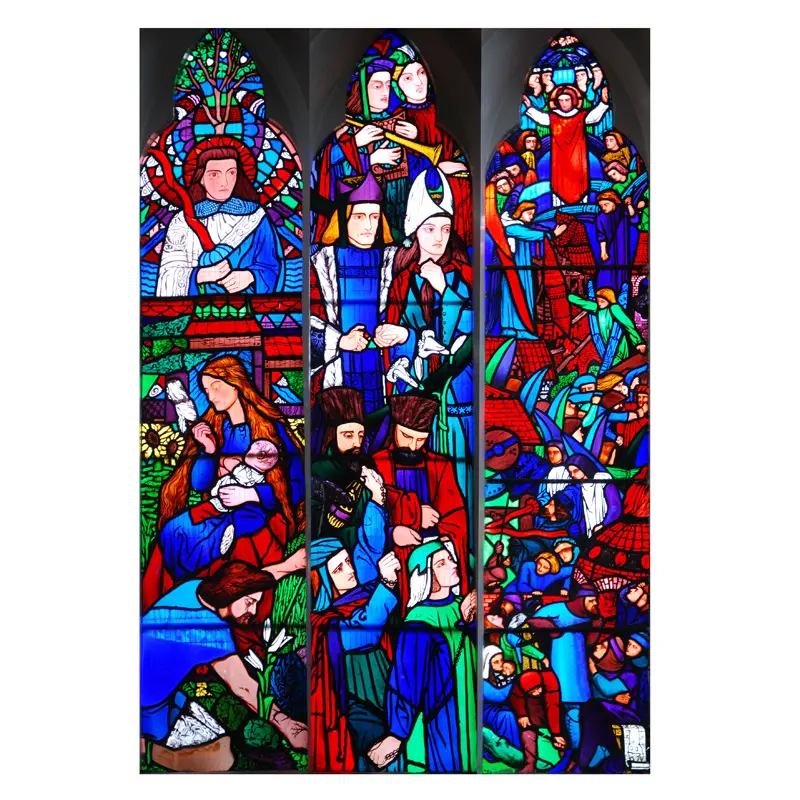 ZFJT Angel Eve and Adam digging church glass painting handmade church stained glass window and church wall decorations