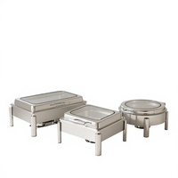 Buffet-Wärmer 6L/9L Rechteckig Silber Sichtbarer Hydraulischer Klappdeckel Alkoholbetrieben Temperaturgeregelte Vollverglasung