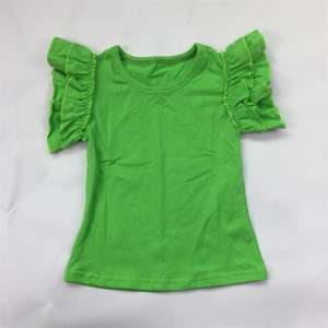 RTS Hot Sale Kids Plain <b>Flutter</b> <b>Sleeve</b> Shirts Wholesale Cheap Summer Baby Girls Ruffle <b>Tops</b> for Children Boutique Clothes - Product Image 5