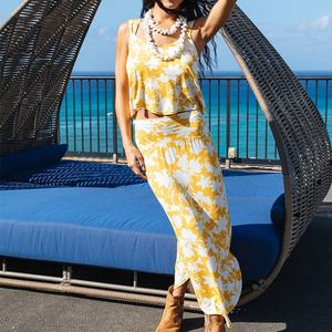 Top camisole à col en V imprimé hawaïen de haute qualité, design d'usine, personnalisé, 100% coton, débardeur court 2025 - Product Image 5