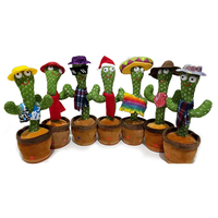 Cadeau de Noël Pot de Fleurs en Peluche Douce Jouet Cactus Électrique Dansant qui Enregistre et Chante avec Lumière et Sac Opp