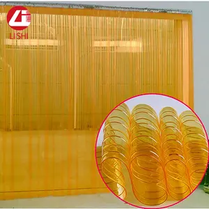 Claro amarelo cor PVC tira cortina transparente âmbar laranja PVC porta cortina