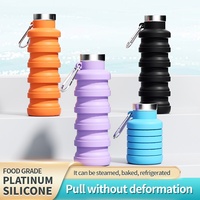 Bouteille d'eau pliable en silicone avec logo personnalisé, portable, idéale pour la course à pied, le fitness et les activités de plein air
