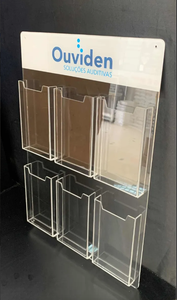 Nhà máy treo tường 10-Pocket <span class=keywords><strong>Acrylic</strong></span> Brochure chủ trong rõ ràng <span class=keywords><strong>Acrylic</strong></span> pamphlet chủ hiển thị với một phía trước góc cạnh - Product Image 3