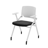 Chaise de bureau exécutive moderne en tissu maillé avec roulettes, tablette d'écriture, design pliable, siège confortable, fonction pivotante, pieds en métal