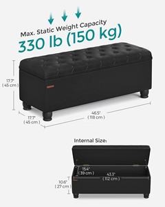 Banc de rangement rembourré <span class=keywords><strong>SONGMICS</strong></span> en similicuir tufté, imperméable, pour entrée ou chambre, avec ottoman de rangement - Product Image 5