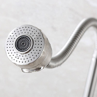 Robinet de cuisine mural moderne en acier inoxydable, pivotant à 360 degrés, monocommande, finition brossée, pour évier commercial