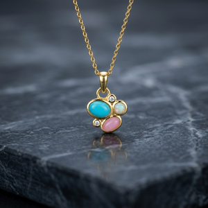 S925 14K Plaqué Or Chunky Naturel Turquoise Rose Opale Australienne Opale Personnalisable pour Les Ventes OEM et ODM - Product Image 3