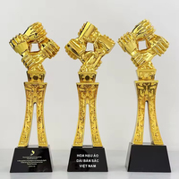 Trophée personnalisé en résine et cristal avec logo, finition or, argent, bronze, pour récompense de collaboration d'équipe, souvenir d'honneur