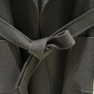 Nouvelle veste en laine double face pour femme, col en vraie fourrure de renard brun naturel, ceinture, poches, manteau <span class=keywords><strong>court</strong></span> en laine, vêtements d'extérieur - Product Image 5