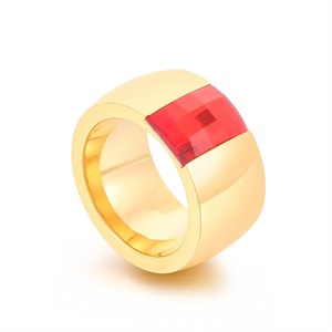 Luxury Gold Plated Hoop <b>Rings</b> Stainless Steel Custom Zircon Finger <b>Rings</b> Women - Product Image 4