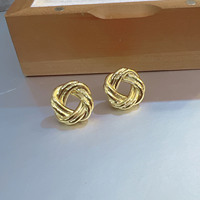 Pendientes de Oro Real de 18K AU750 de Lujo, Trenzados y con Bola, para Mujer, Oro Sólido, Joyería Fina, Venta al Por Mayor, Regalo