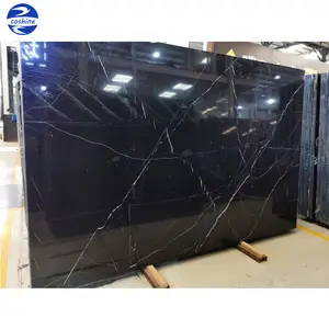 Premium big slab nero marquina black marble with white veins for kitchen countertop