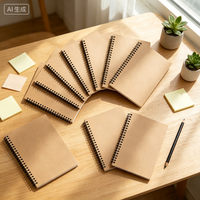 Cuaderno Espiral A5 de Papel Kraft en Blanco, 50 Hojas, Cuaderno de Papel Personalizado - Marca MS para Regalos, Negocios y Uso en la Oficina