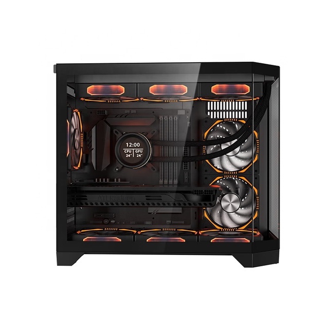 Low Price Computer case Installed Silent Fans 12cm Colourful Light Atx case 3.5ssd Cabinet with 700w Power Supply