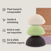 Paquet de 3 feuilles de cellulose biodégradables et écologiques personnalisées à bas prix Éponge konjac biologique pour le visage pour un exfoliant doux pour le visage
