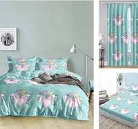 Impression 3D 100% polyester impression numérique coeur amour fleur ensemble de literie avec rideau assorti ensemble de literie moderne draps de couette