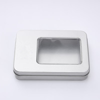 Boîte en métal rectangulaire 115x85x22mm avec couvercle de fenêtre pour l'emballage d'accessoires mobiles d'ordinateur outils de cadeaux