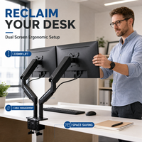 Support double moniteur de bureau réglable à 360° pour écrans de 17 à 32 pouces, capacité de 9 kg, bras double à ressort mécanique robuste