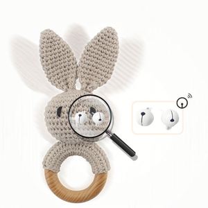 Jouet PeachTown de haute qualité, personnalisé, pour bébés de 0 à 6 mois, adorable jouet en bois fait main, animal en crochet, anneau de dentition pour bébé, hochet - Product Image 2