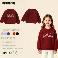 Pull de Noël brodé pour tout-petits, pull personnalisé pour enfants, col rond, certifié CPC CE, ODM OEM pour enfants