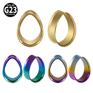 Teardrop vert & bleu & violet dégradé couleur <span class=keywords><strong>oreille</strong></span> Tunnel bouchons titane <span class=keywords><strong>Double</strong></span> évasé <span class=keywords><strong>oreille</strong></span> jauges extenseur civières Piercing 8-25MM - Product Image 1