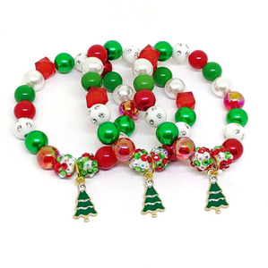 Christmas Tree Santa Claus <b>Bracelet</b> Alloy Snowman Pendant <b>Beaded</b> <b>Bracelet</b> for Girl Kids - Product Image 3