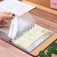 Pochettes A6 sans fermeture éclair pour classeur, pochettes transparentes en PVC pour feuilles mobiles, double pochette pour cartes, chargement latéral, enveloppe étanche pour argent liquide