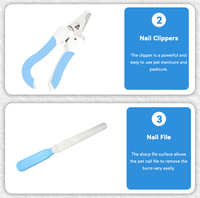 Kit de toilettage pour chiens et chats 6 pièces avec peigne anti-puces, brosse de bain, coupe-ongles, brosses en acier inoxydable et en plastique pour la perte de poils