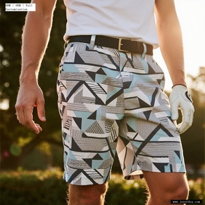 Mới Đến Lụa Màn Hình In Ấn Người Đàn Ông Bãi Biển Quần Short Chất Lượng Cao Mùa Hè Mùa Giản Dị Golf Polyester Chino Đàn Hồi Giữa Chạy Bộ - Product Image 6