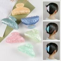 Grandes pinces à cheveux en acrylique marbré, couleur nacrée, demi-lune, type requin, accessoires de coiffure pour femmes, vente en gros